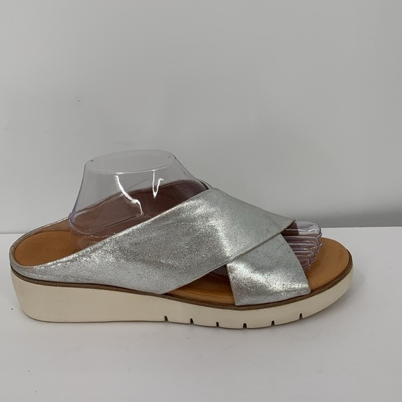 Corso Como Bilanka criss cross wedge platform slide mule shoe metallic women 12 - Picture 1 of 7